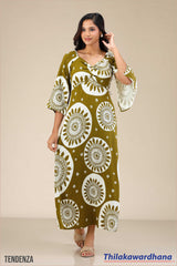 Tendenza V Neck Detailed Maxi Dress
