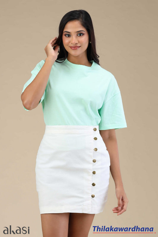 Akasi Button Detailed High Waist Skirt
