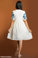 Ivory Garden Swing Embroidered Dress