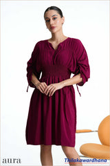 Aura Smocked Waist Puff Sleeve Dress