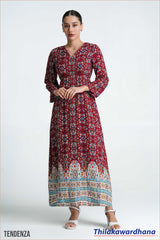 Tendenza Boho Long Sleeve Maxi Dress