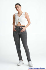 Mid Waist Light Washed Jean