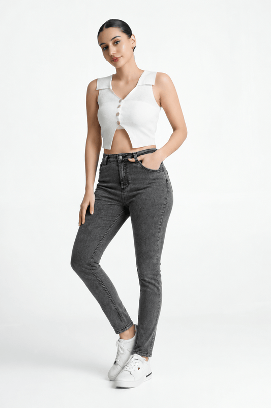 Mid Waist Light Washed Jean