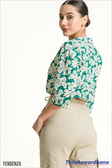 Tendenza Lapel Collar Linen Top