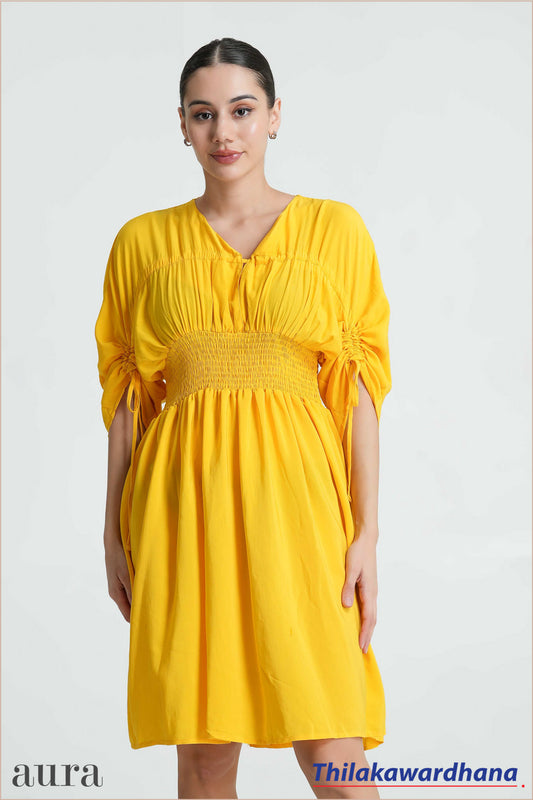 Aura Ruched Sleeve Smocked Dress