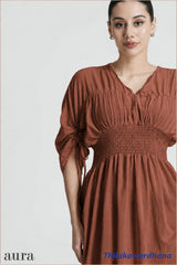 Aura Ruched Sleeve Smocked Dress