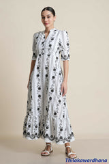 Aura Monroe Floral Embroidered Dress