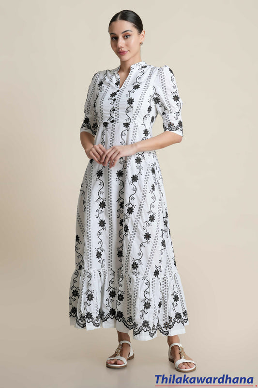 Aura Monroe Floral Embroidered Dress