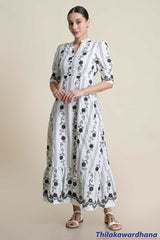 Aura Monroe Floral Embroidered Dress