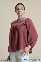 Tendenza Smocked Long Sleeve Blouse