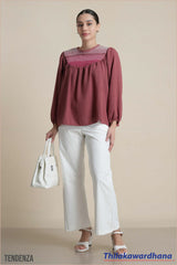 Tendenza Smocked Long Sleeve Blouse