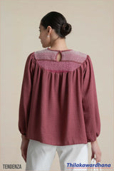 Tendenza Smocked Long Sleeve Blouse