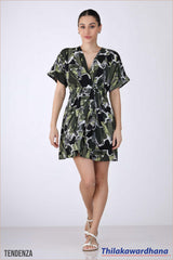 Tendenza Kimono Sleeve Draped Mini Dress