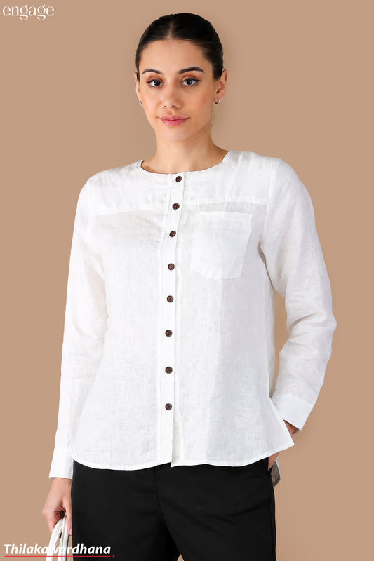 Engage Long Sleeve Linen Top