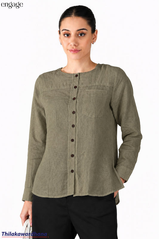 Engage Long Sleeve Linen Top