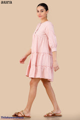 Aura Blush Check Tier Dress