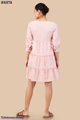 Aura Blush Check Tier Dress