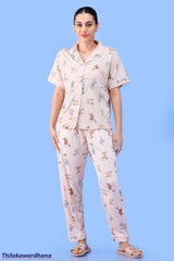 Printed 3pcs Pijama Kit - Free Size