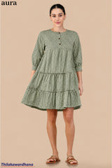 Aura Blush Check Tier Dress