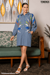 Tendenza Embroidered Shirt Dress