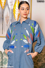 Tendenza Embroidered Shirt Dress
