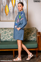 Tendenza Embroidered Shirt Dress