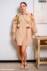 Tendenza Embroidered Shirt Dress