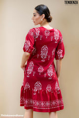 Tendenza V Neck Tiered Midi Dress