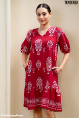 Tendenza V Neck Tiered Midi Dress