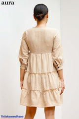 Aura Blush Check Tier Dress