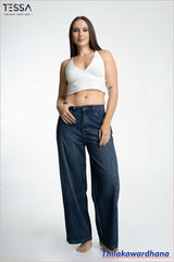 TESSA Dark Indigo Front Seam Wide Leg Denim