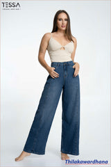 TESSA Indigo Front Seam Wide Leg Denim
