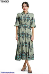 Tendenza Elegant Floral Printed Maxi Dress