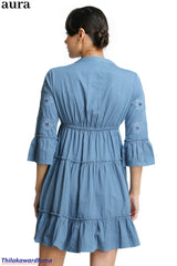 Aura Floral Embroidered Tiered Dress