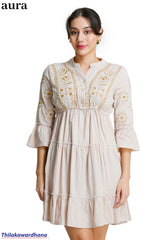 Aura Floral Embroidered Tiered Dress