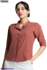 Tendenza 3/4 Sleeve Conceal Placket Top