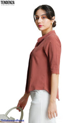 Tendenza 3/4 Sleeve Conceal Placket Top