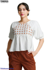 Tendenza Serena Embroidered Peplum Top