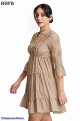 Aura Floral Embroidered Tiered Dress