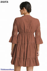 Aura Floral Embroidered Tiered Dress