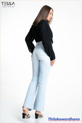 TESSA StripeFlex Wide Denim Pant – Ice Blue