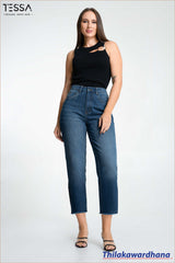 TESSA Side Split Crop Dark Vintage Jean