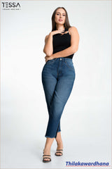 TESSA Side Split Crop Dark Vintage Jean