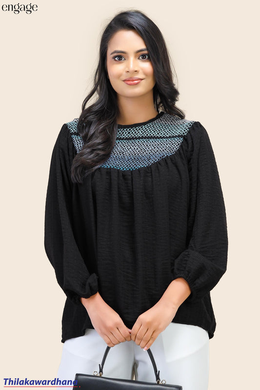 Tendenza Smocked Long Sleeve Blouse