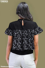 Tendenza Printed Ruffle Detailed Top