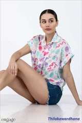 Engage Pastel Wave Print Collared Shirt