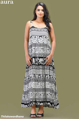 Aura Monochrome Patterned Strappy Maxi Dress