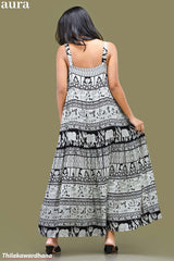 Aura Monochrome Patterned Strappy Maxi Dress