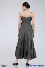 Aura Charcoal Grey Spaghetti Strap Maxi Dress