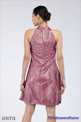 Aura Shimmer Pleated A-Line Dress